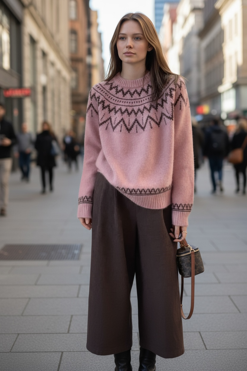 Cozy Nordic-Pattern Knit Sweater