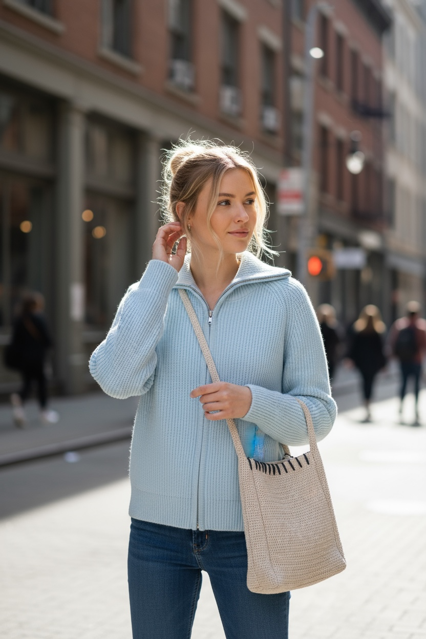 Cozy Zip-Up Knit Sweater