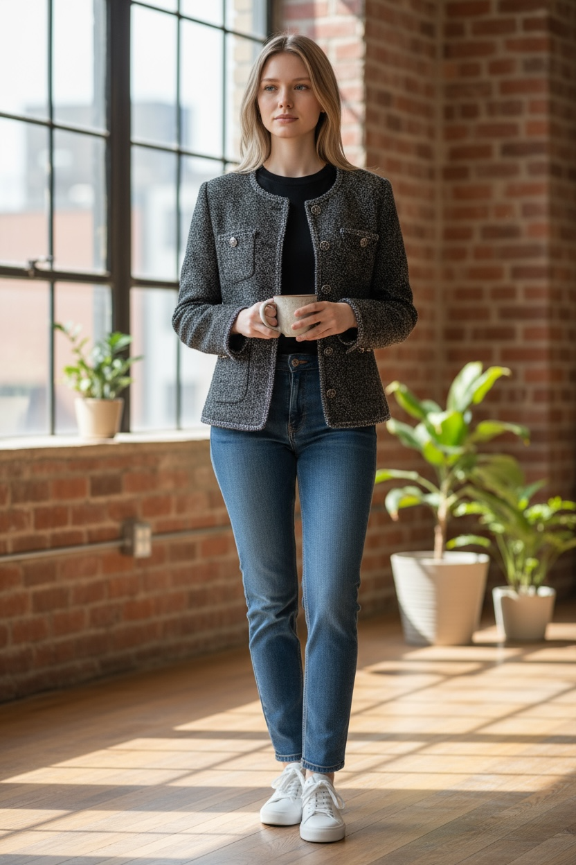 Dark Grey Tweed Jacket by Joyjocey - view 7 of 8