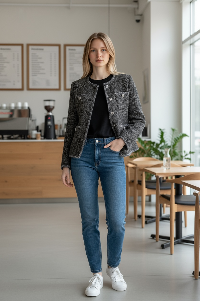 Dark Grey Tweed Jacket by Joyjocey - view 4 of 8