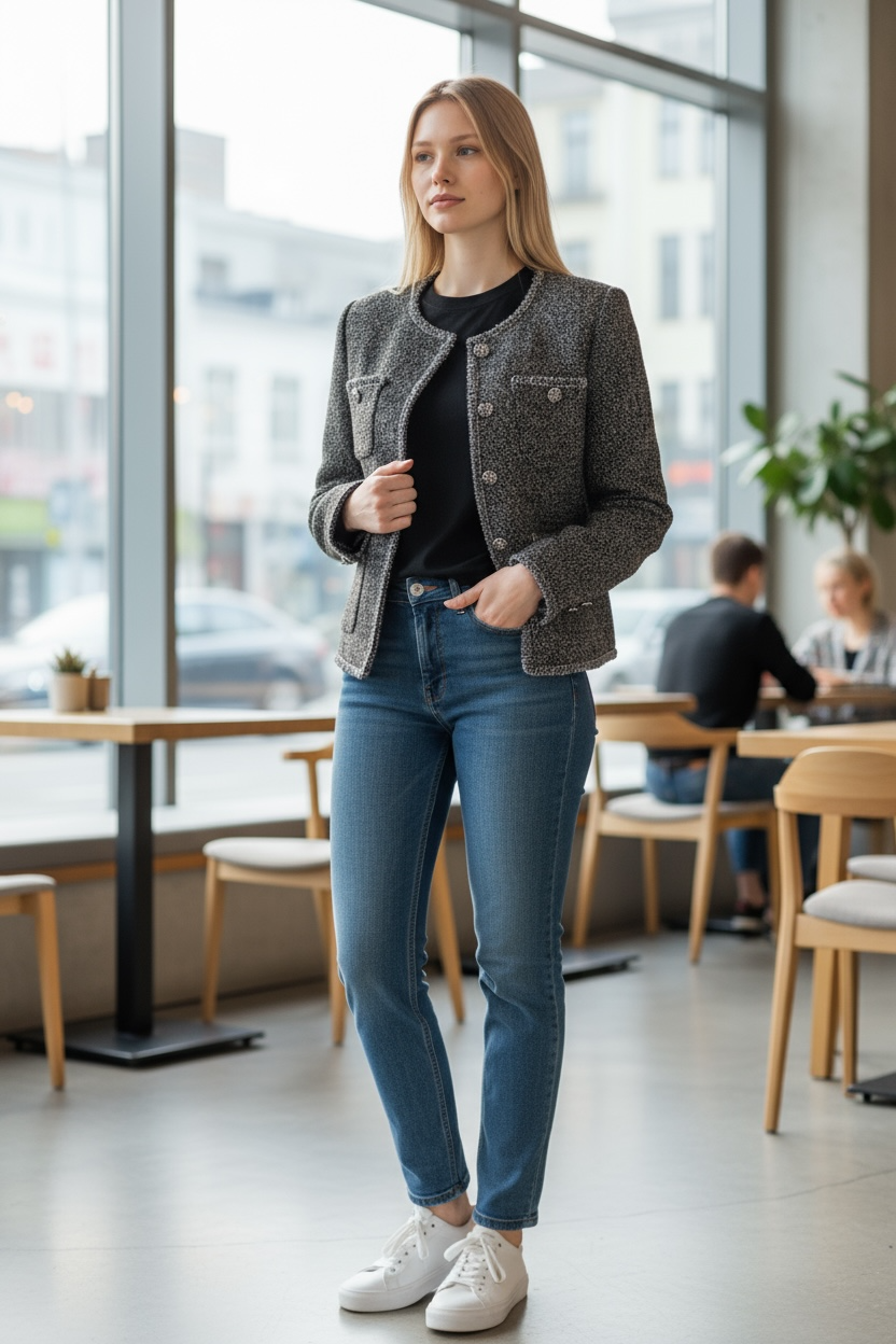 Dark Grey Tweed Jacket by Joyjocey - view 5 of 8