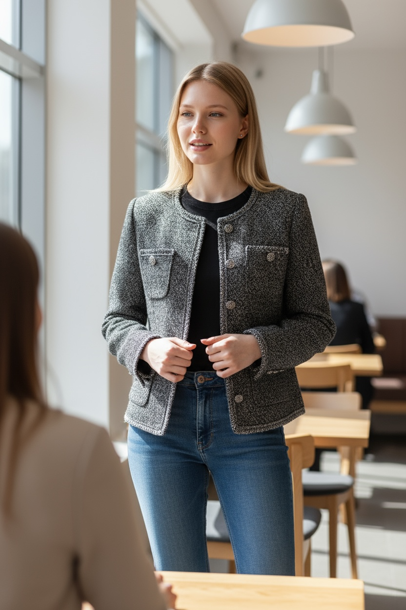 Dark Grey Tweed Jacket by Joyjocey - view 6 of 8