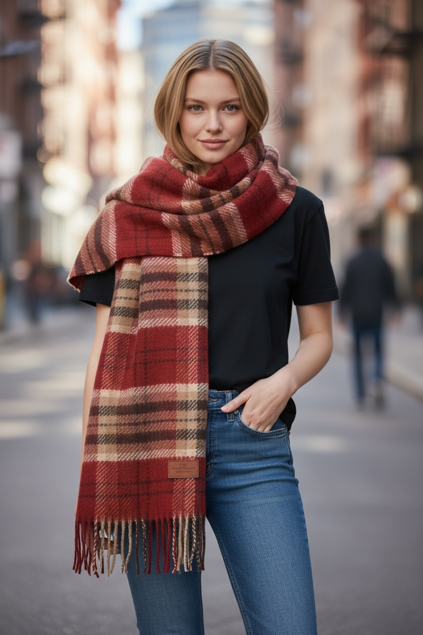 Heritage Plaid Wool Scarf-Red Collection by Joyjocey - view 1 of 7