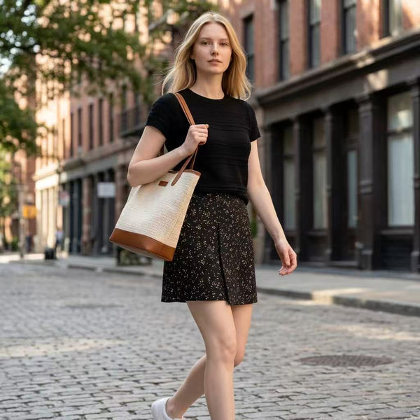 Black Small Floral A-Line Mini Skirt by Joyjocey - view 1 of 2