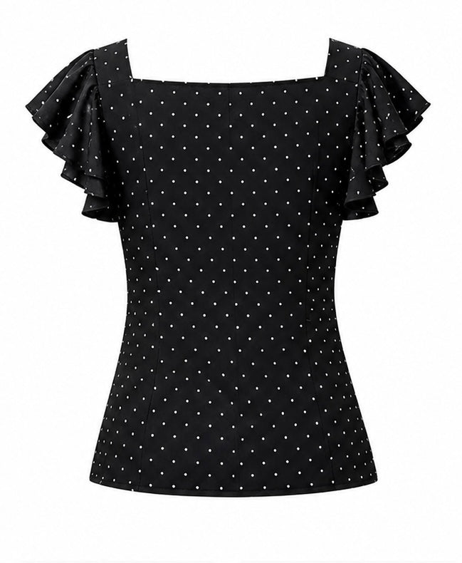 Polka Dot Ruffle Sleeve Wrap Blouse by Joyjocey - view 8 of 8
