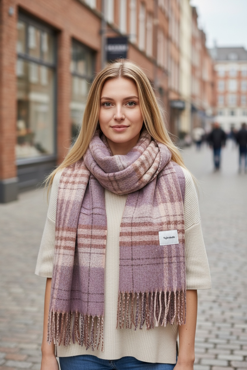 Cozy Plaid Winter Scarf – Purple Collection by Joyjocey - view 1 of 6