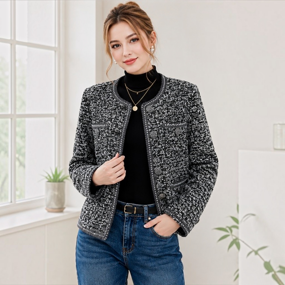 Wool Blend Tweed Jacket