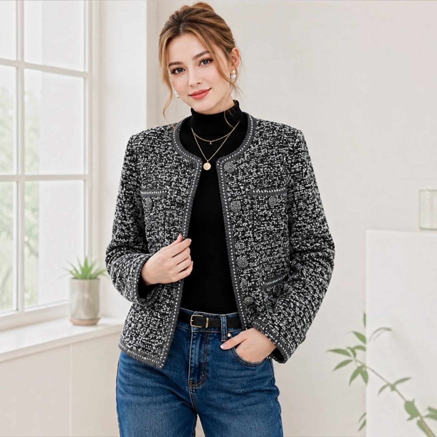 Wool Blend Tweed Jacket
