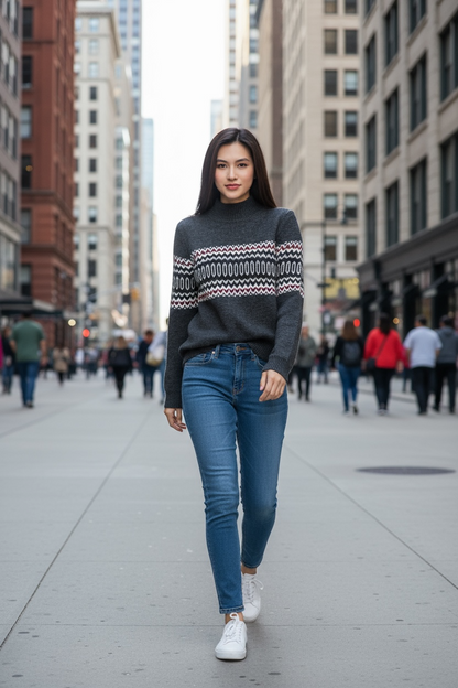 Women’s Charcoal Fair Isle Knit Sweater