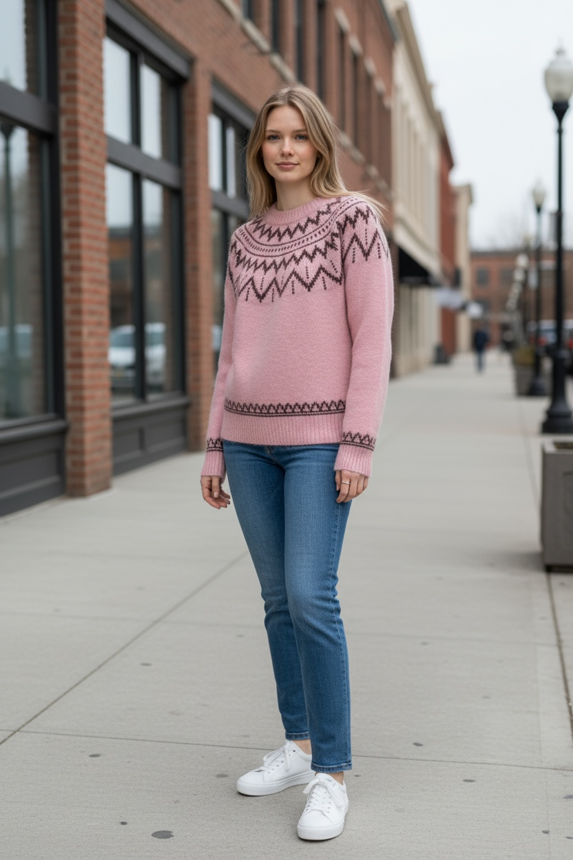 Cozy Nordic-Pattern Knit Sweater