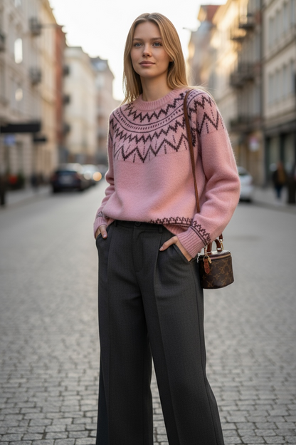 Cozy Nordic-Pattern Knit Sweater