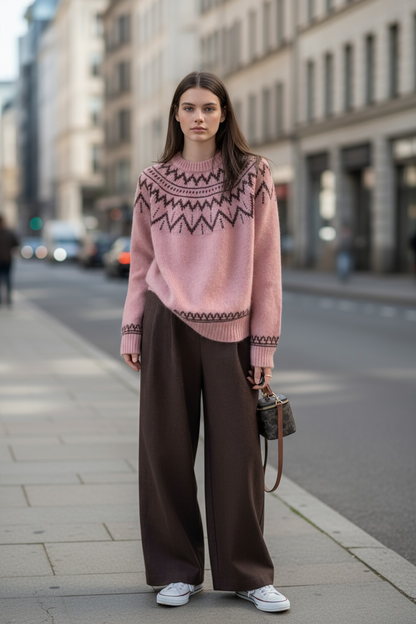 Cozy Nordic-Pattern Knit Sweater