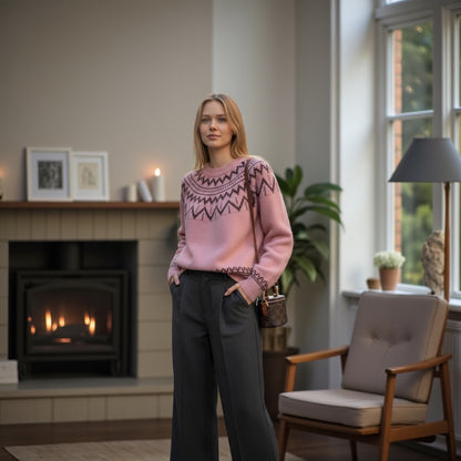 Cozy Nordic-Pattern Knit Sweater