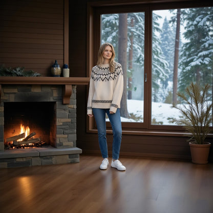 Cozy Nordic-Pattern Knit Sweater