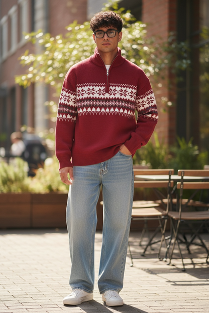 Unisex Half-Zip Knit Sweater