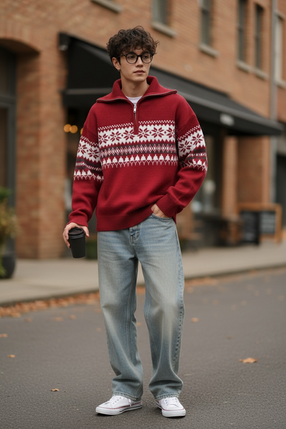 Unisex Half-Zip Knit Sweater