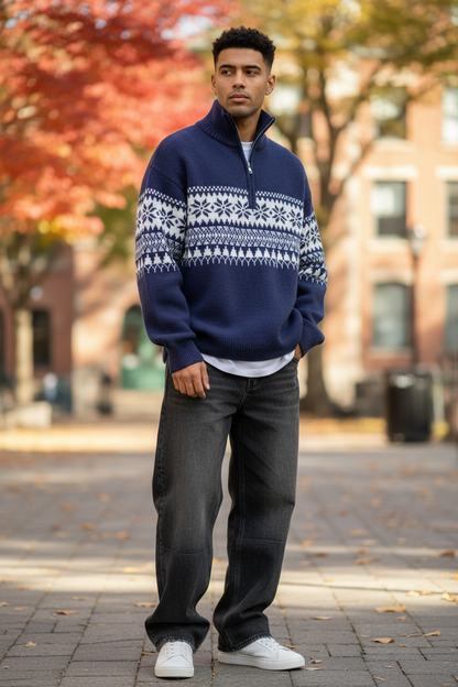 Unisex Half-Zip Knit Sweater