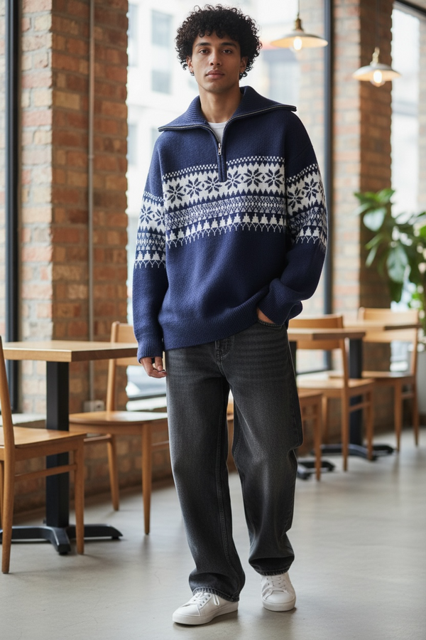 Unisex Half-Zip Knit Sweater