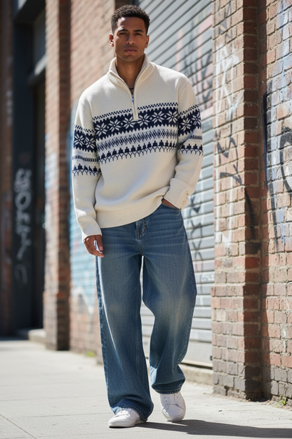 Unisex Half-Zip Knit Sweater