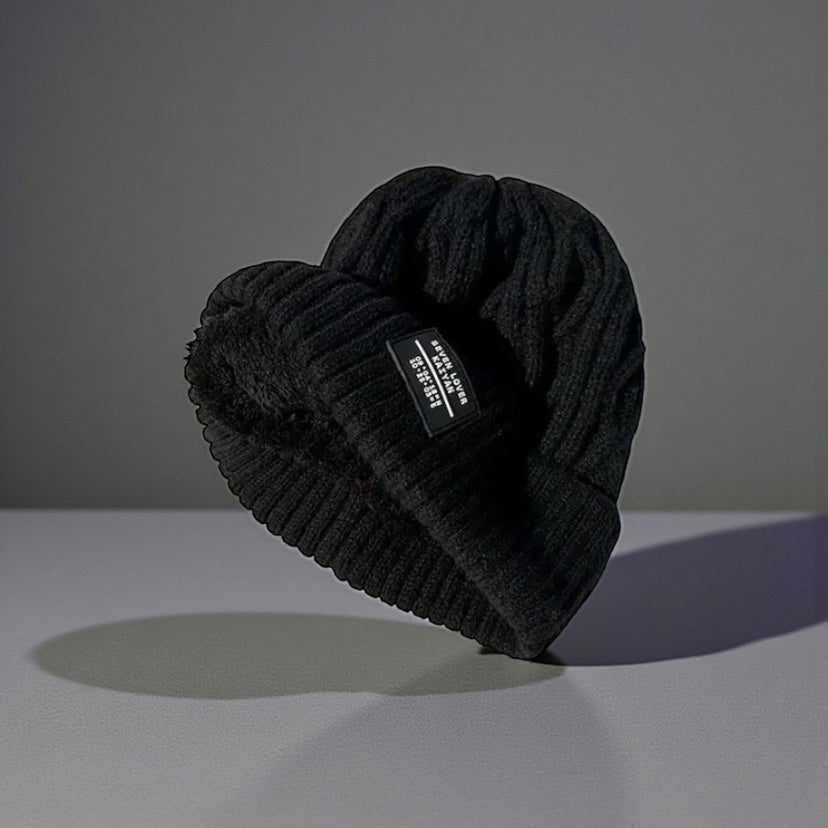 Unisex Fleece-Lined Cable-Knit Beanie