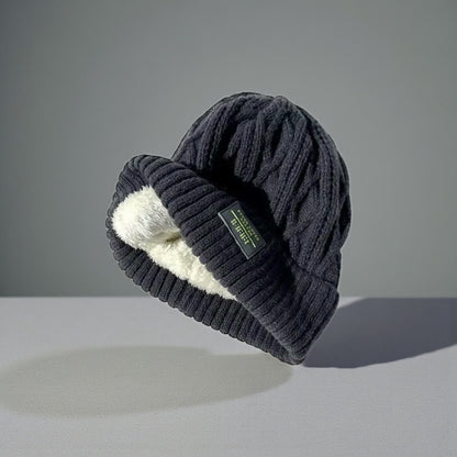 Unisex Fleece-Lined Cable-Knit Beanie