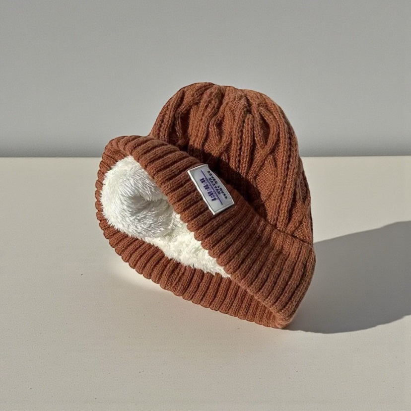 Unisex Fleece-Lined Cable-Knit Beanie