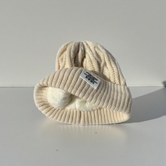 Unisex Fleece-Lined Cable-Knit Beanie