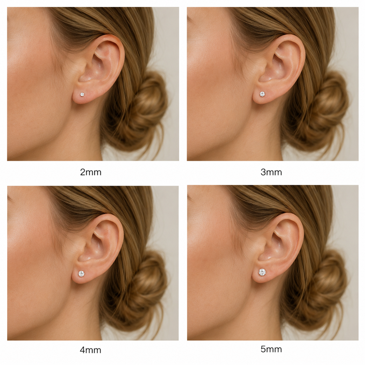 999 Sterling Silver Cubic Zirconia Stud Earrings
