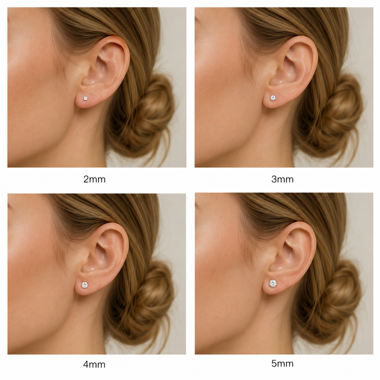 999 Sterling Silver Cubic Zirconia Stud Earrings