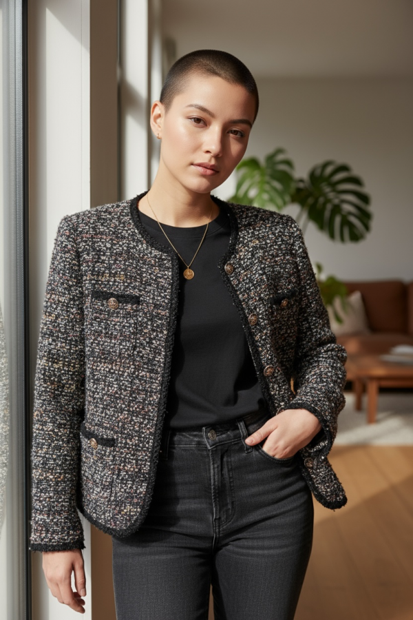 Classic Multi-Tone Wool Tweed Jacket