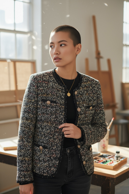 Classic Multi-Tone Wool Tweed Jacket