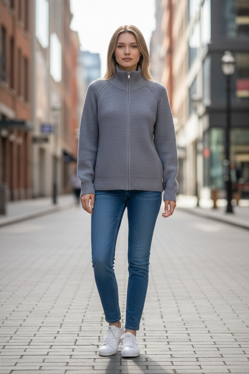 Cozy Zip-Up Knit Sweater by Joyjocey - view 1 of 11