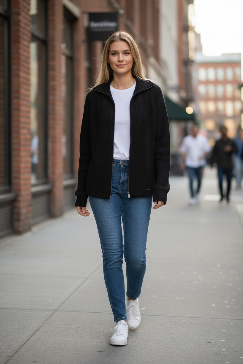 Cozy Zip-Up Knit Sweater