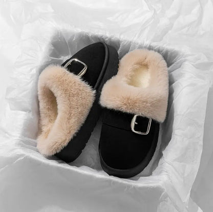 Cozy Fleece-Lined Buckle Slippers