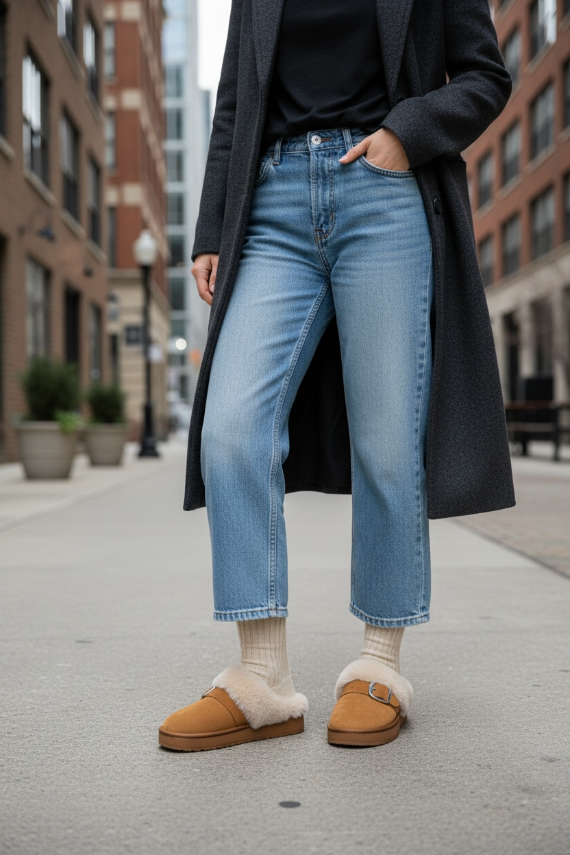 Cozy Fleece-Lined Buckle Slippers