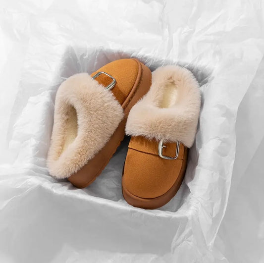 Cozy Fleece-Lined Buckle Slippers