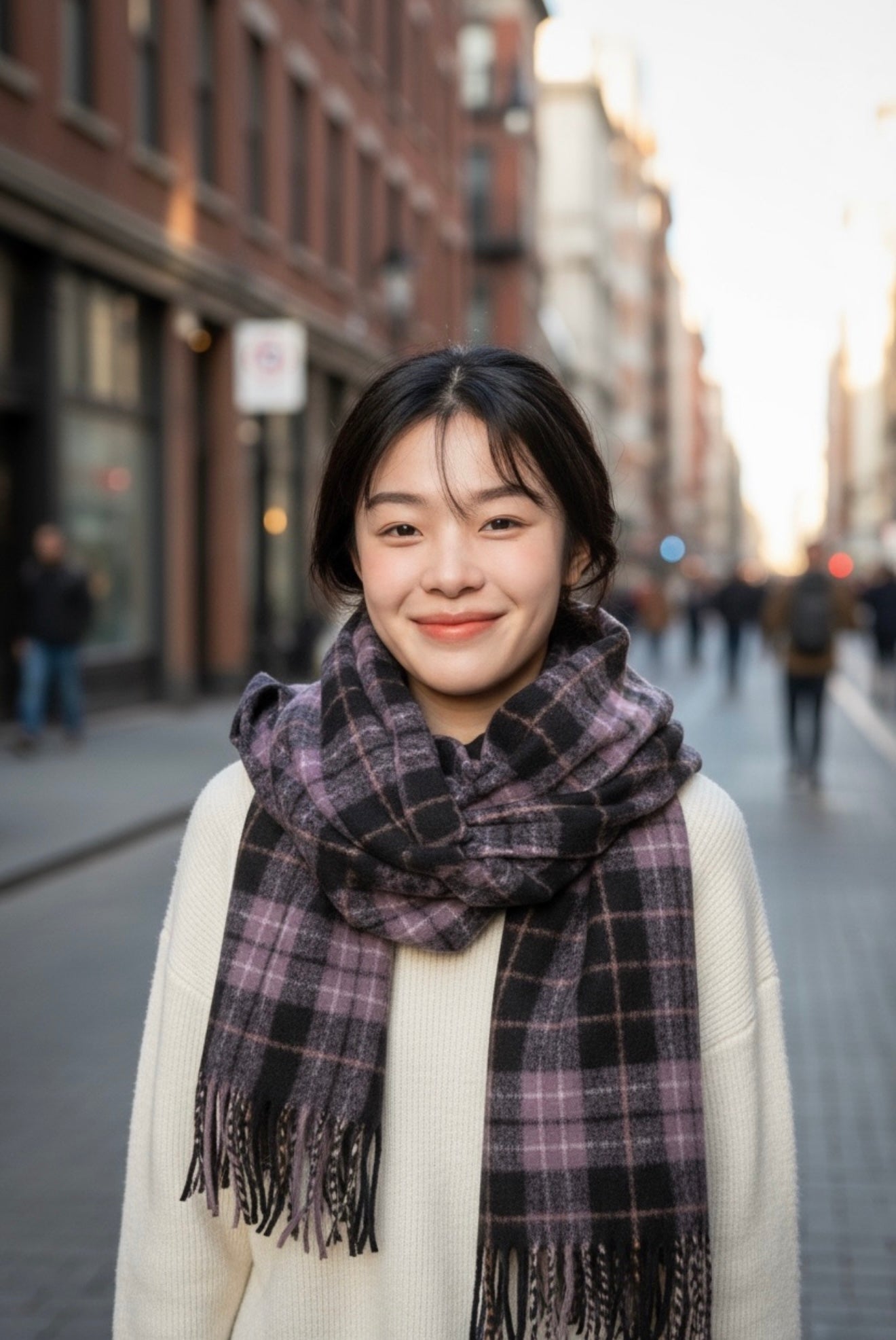 Cozy Plaid Winter Scarf – Purple Collection