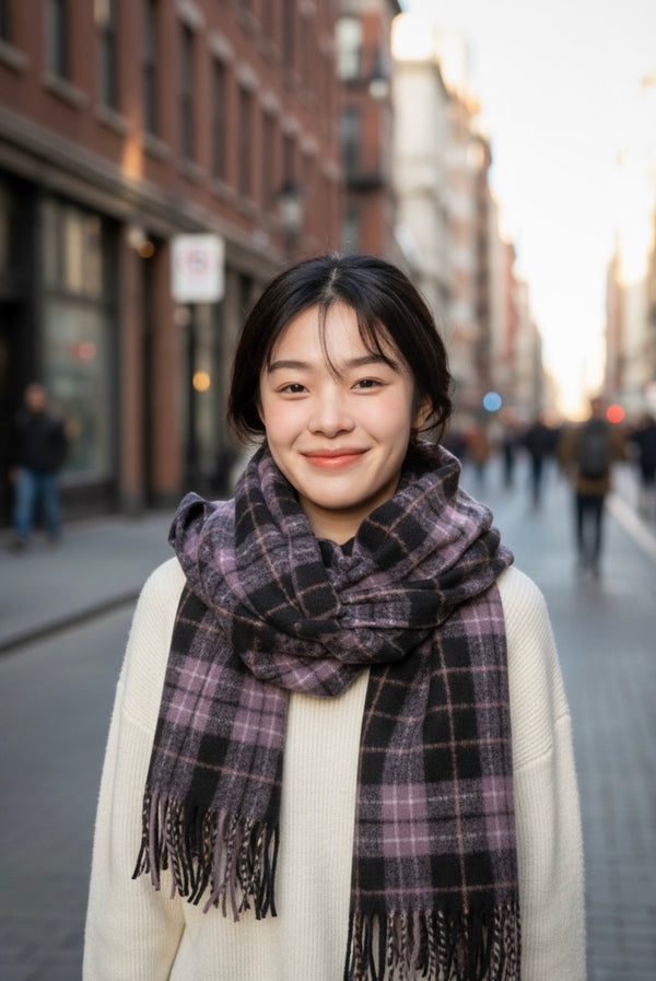 Cozy Plaid Winter Scarf – Purple Collection
