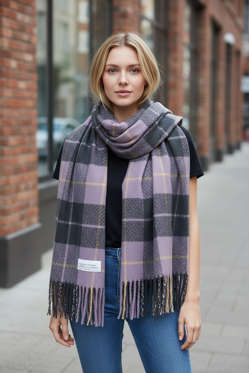 Cozy Plaid Winter Scarf – Purple Collection
