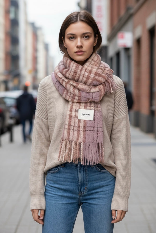 Cozy Plaid Winter Scarf – Purple Collection