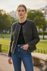 Dark Grey Tweed Jacket by Joyjocey - view 1 of 8