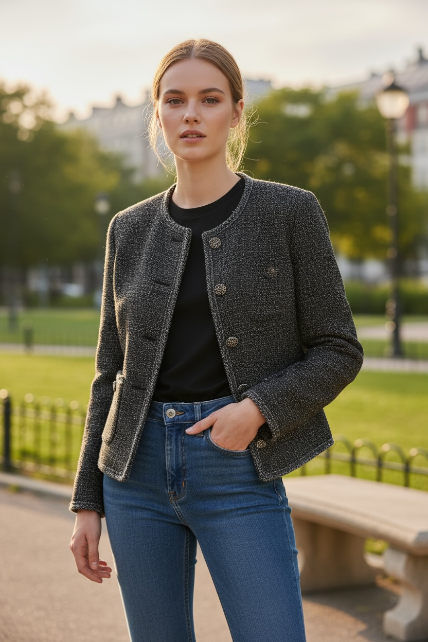 Dark Grey Tweed Jacket by Joyjocey - view 1 of 8