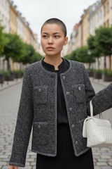 Dark Grey Tweed Jacket by Joyjocey - view 2 of 8