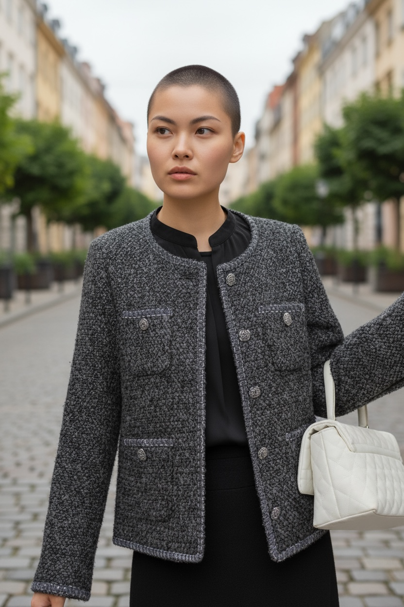 Dark Grey Tweed Jacket by Joyjocey - view 2 of 8