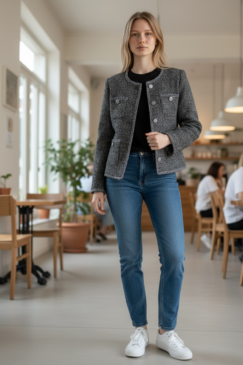 Dark Grey Tweed Jacket by Joyjocey - view 3 of 8