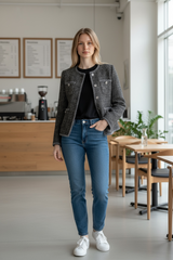 Dark Grey Tweed Jacket by Joyjocey - view 4 of 8