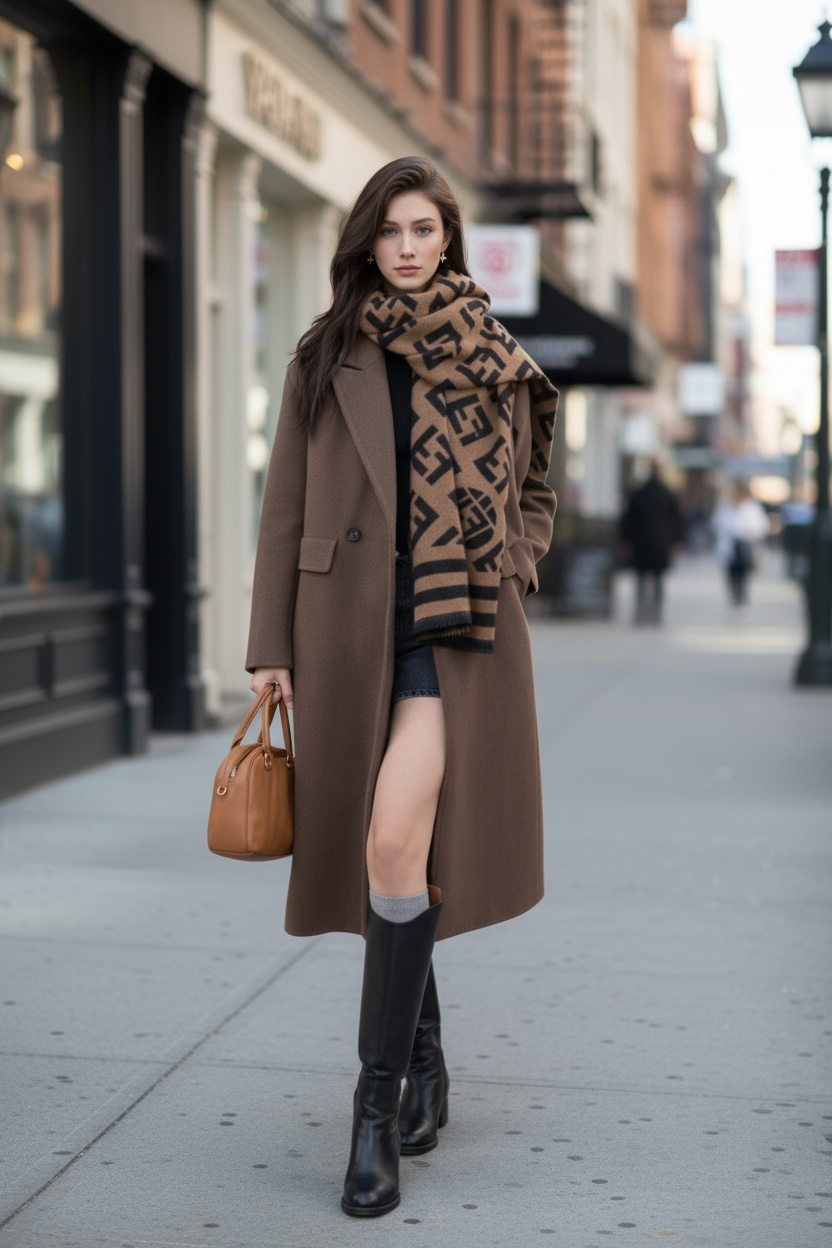 Down-Lined Long Wool Coat - Including Matching Vest
