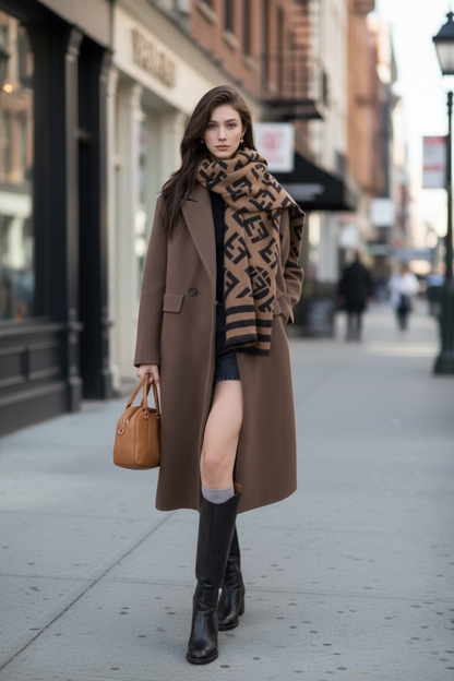 Down-Lined Long Wool Coat - Including Matching Vest