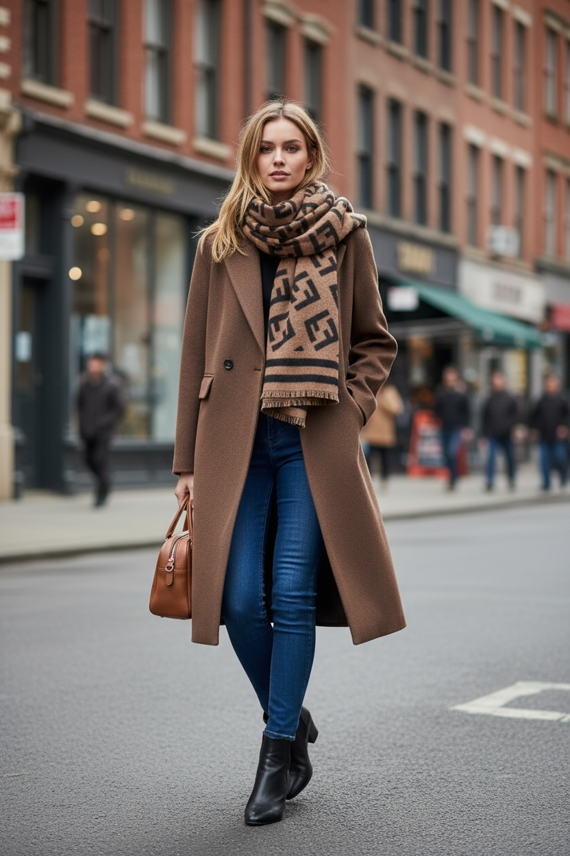 Down-Lined Long Wool Coat - Including Matching Vest