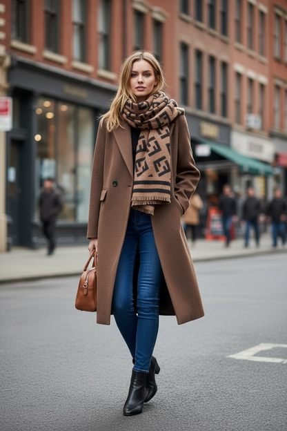 Down-Lined Long Wool Coat - Including Matching Vest